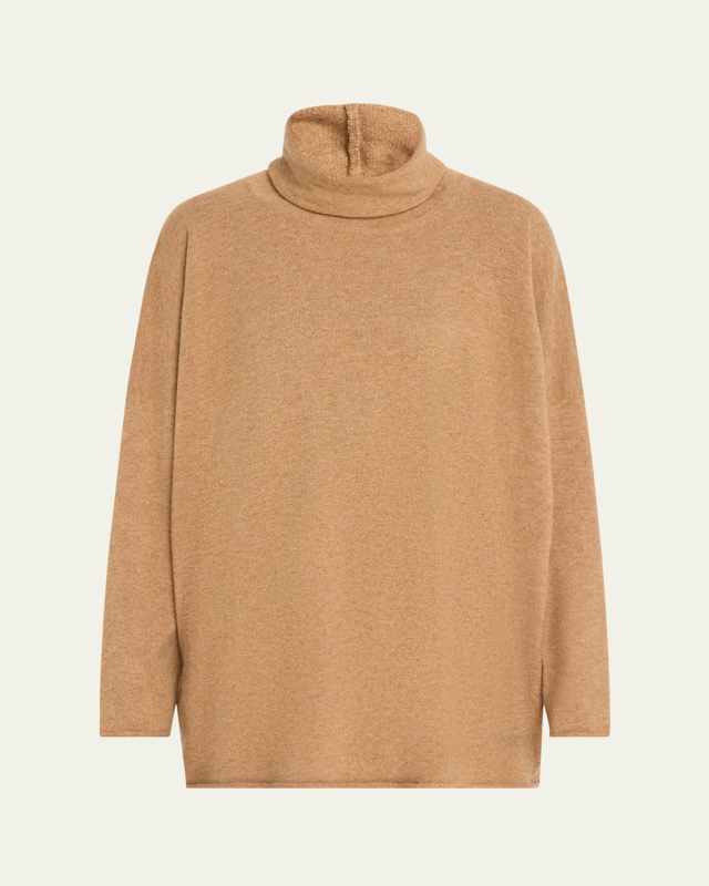 Raw Edge Scrunch Neck Cashmere Top
